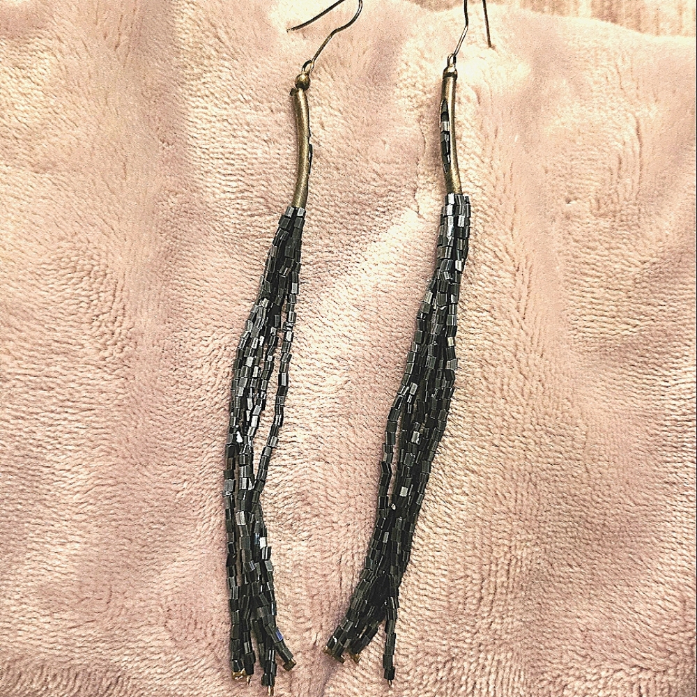 Long sequin bead dangle earrings